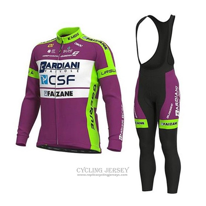 2020 Cycling Jersey Bardiani Csf Purple White Long Sleeve And Bib Tight